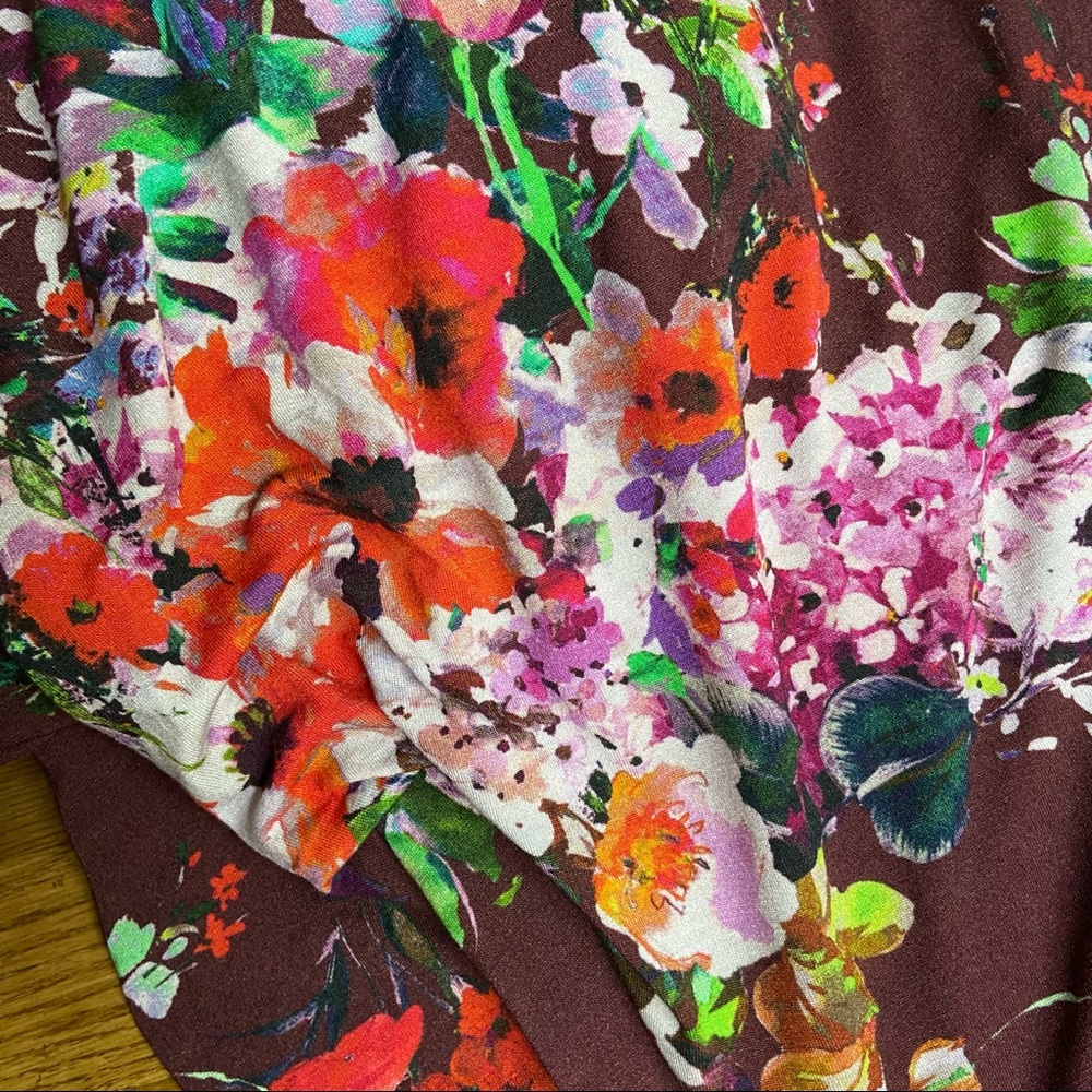 Anthropologie Neve and Hawk Floral Strapless Napkin Sharkbite Boho Dress Size 10 - Picture 12 of 14